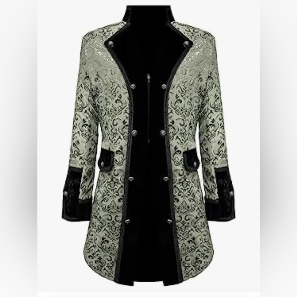 Steampunk Medieval Jacket Victorian Vampire Pirate Frock Brocade Coat Gothic